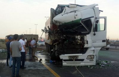 Qaradağda üç yük avtomobili toqquşub - FOTO