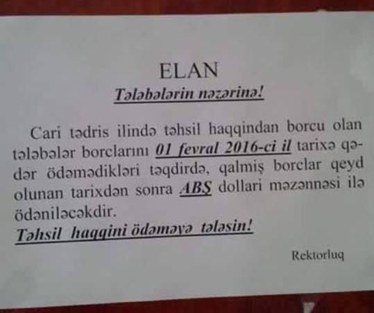 Təfəkkür Universitetində nə baş verir? - Ali məktəbdən təhsilhaqları ilə bağlı AÇIQLAMA