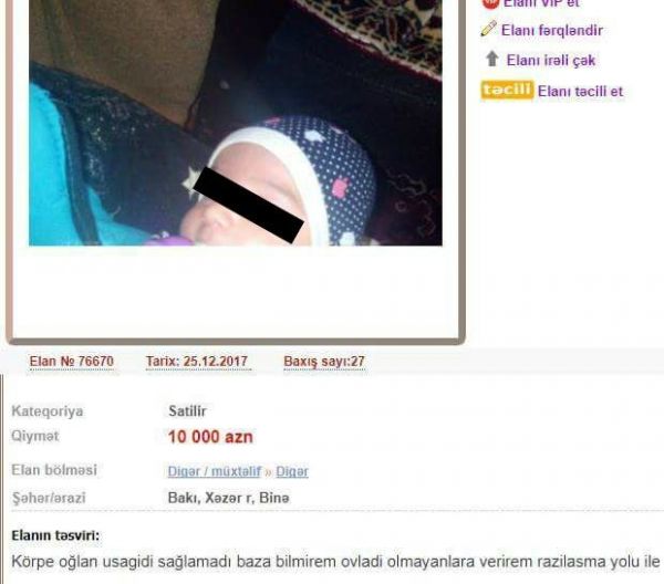 Bakıda 40 günlük uşağını satmaq istəyən ata danışdı - FOTO- VİDEO