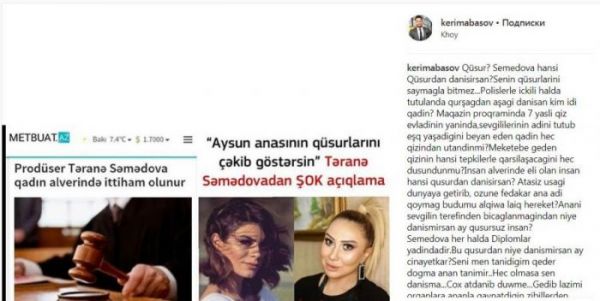 Kərimdən Təranəyə şok sözlər: "Sevgilinin ananı bıçaqlamağı..."