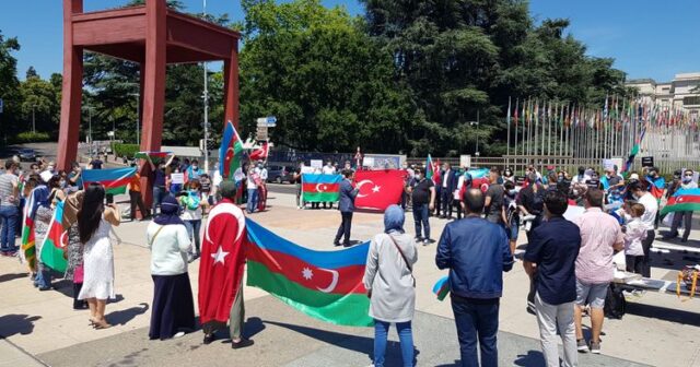 BMT-nin İsveçrədəki qərargahının qarşısında soydaşlarımızın etiraz aksiyası keçirilib