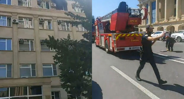 Bakıda nazirliyin binasında yanğın