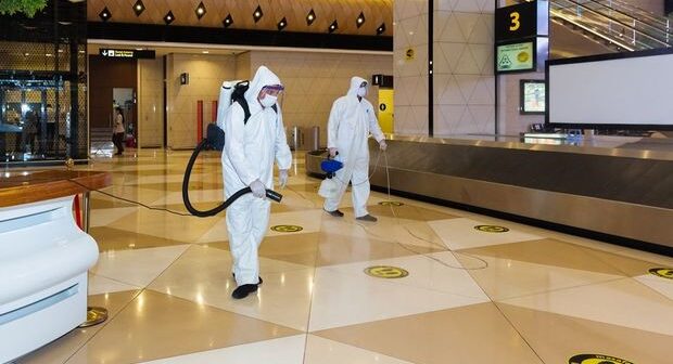 Heydər Əliyev Beynəlxalq Aeroportunda genişmiqyaslı dezinfeksiya işləri aparılıb – FOTO