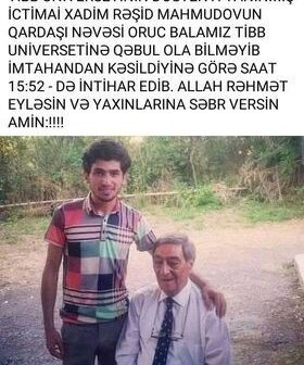 Rəşid Mahmudovun qardaşı oğlu intihar edib? – AÇIQLAMA + FOTO