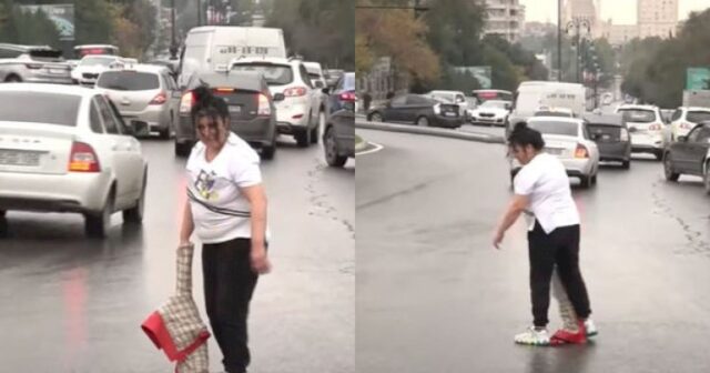 Bakıda sərxoş qadın sürücülərə həyəcanlı anlar yaşatdı – Video
