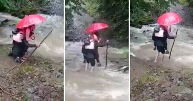 Ata övladını hər gün bu vəziyyətdə məktəbə aparır – Video