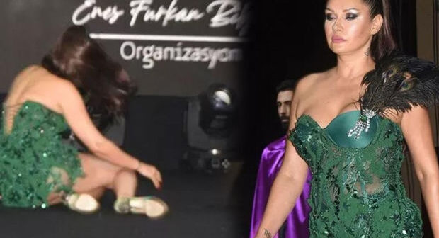 Səhnədə yıxılan türkiyəli modelin hərəkəti alqışla qarşılandı – FOTO