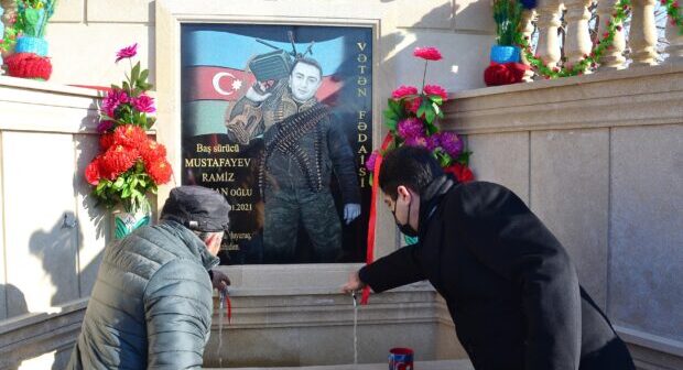 Vətən müharibəsi şəhidimiz Ramiz Mustafayevin xatirəsinə inşa olunmuş bulaq abidə kompleksinin açılışı olub-Ağstafada