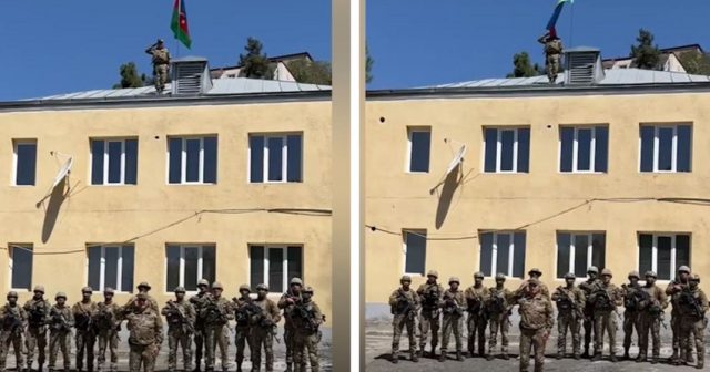 Laçın şəhərində Azərbaycan bayrağı ucaldılıb, general Prezidentə məruzə edib – VİDEO
