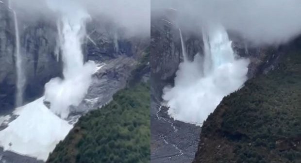 Çilidə isti hava ilə əlaqədar dağda buzlaqlar çökür – VİDEO