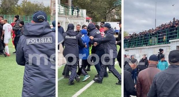 Qazaxıstanda azarkeşlər futbol hakimlərinə şüşələr atıblar – FOTO