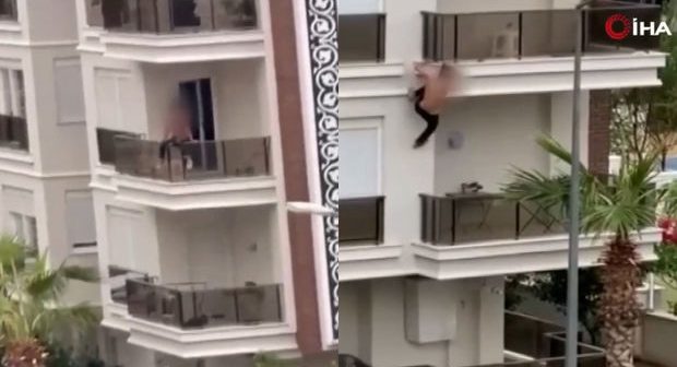 Antalyada lüks hoteldə qalan kişi həyatı ilə risk etdi – VİDEO