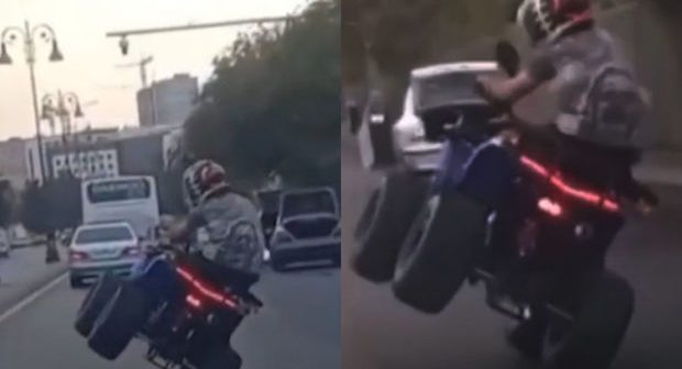 Yolda kvadrosiklla “avtoşluq” edən şəxslə bağlı araşdırma başlandı – VİDEO
