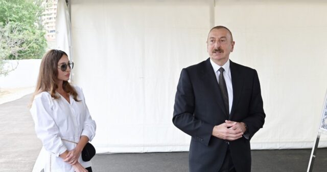 İlham Əliyev və Mehriban Əliyeva Neftçala Olimpiya İdman Kompleksinin açılışında iştirak ediblər