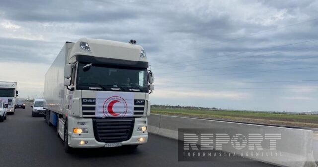 Bakıdan Xankəndiyə 40 ton humanitar yardım aparan karvan Ağdama çatıb