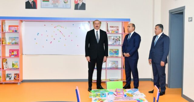 Prezident İlham Əliyev Xırdalan şəhər 11 nömrəli tam orta məktəbin yeni binasının açılışında iştirak edib