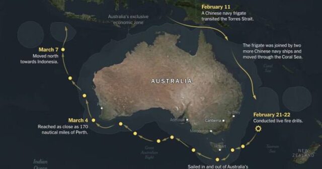 Çin donanması Avstraliyanı əhatəyə alır, mülki uçuşları dəyişdirməyə məcbur edir – “New York Times”