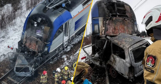 Varşavada DƏHŞƏTLİ QƏZA: İki qatar dəmir yolu keçidində avtomobillə TOQQUŞDU – VİDEO