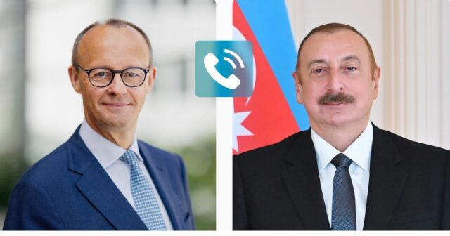 Prezident İlham Əliyev Almaniya Kansleri Fridrix Mertslə Yaxın Şərqi müzakirə edib