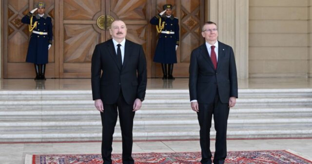 Latviya Prezidentinin rəsmi qarşılanma mərasimi olub