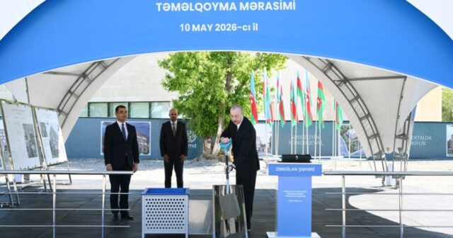 Prezident İlham Əliyev Zəngilan şəhərində “Zangilan City Park Hotel”in təməlini qoyub
