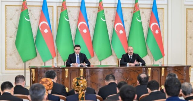 Azərbaycan və Türkmənistan prezidentləri mətbuata bəyanatlarla çıxış ediblər – FOTO