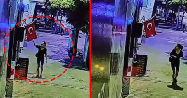 Muğlada türk bayrağını yandırıb qaçan qadın TUTULDU – VİDEO