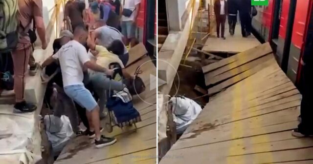 Çox sayda sərnişinin ağırlığı platformanı ÇÖKDÜRDÜ – VİDEO Çox sayda sərnişinin ağırlığı platformanı ÇÖKDÜRDÜ – VİDEO