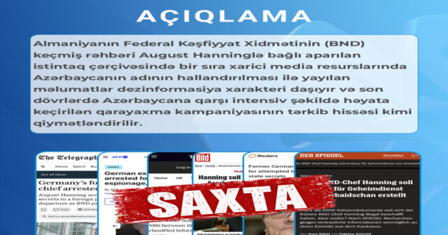 Media və Yayım Şurası: Almaniya kəşfiyyatının keçmiş rəhbəri ilə bağlı Azərbaycanın adının hallandırılması dezinformasiyadır Media və Yayım Şurası: Almaniya kəşfiyyatının keçmiş rəhbəri ilə bağlı Azərbaycanın adının hallandırılması dezinformasiyadır