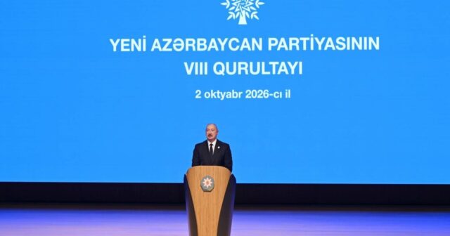 Yeni Azərbaycan Partiyasının VIII Qurultayı keçirilir, Prezident çıxış edir