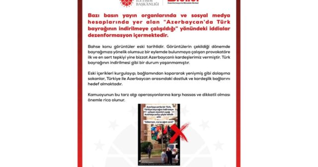 Rəsmi Ankara: “Azərbaycanda Türkiyə bayrağının endirilməsinə cəhd iddiaları dezinformasiyadır” Rəsmi Ankara: “Azərbaycanda Türkiyə bayrağının endirilməsinə cəhd iddiaları dezinformasiyadır”