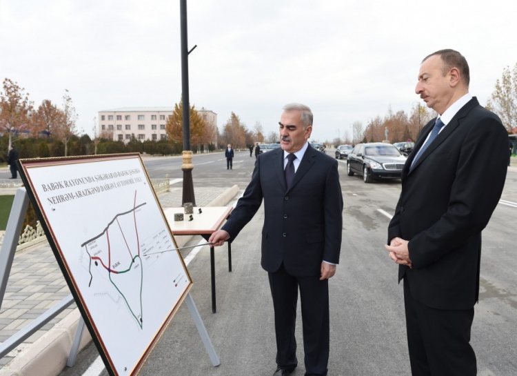 Prezident İlham Əliyev Naxçıvanda avtomobil yolunun açılışında iştirak edib