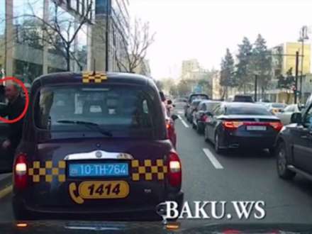 Bakının mərkəzində kobudcasına qaydanı pozan “Bakı Taxi”nin sürücüsü (VİDEO)