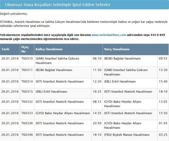 Qarlı hava İstanbul-Bakı reysini təxirə saldı