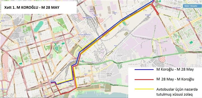 Yeni 13 saylı BakuBus avtobusunun marşrut xətti