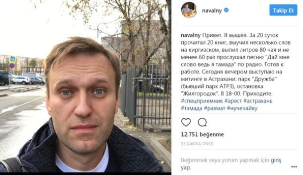Aleksey Navalnı azadlıqda