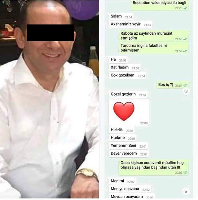 İş axtaran qıza intim təklif edən yaşlı kişinin WhatsApp yazışması üzə çıxdı – FOTO