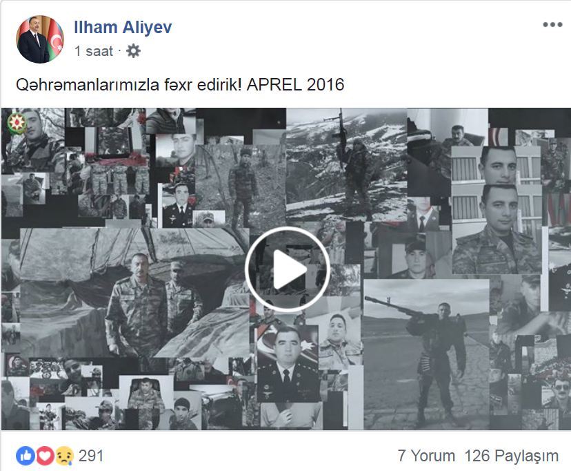 Prezident “Facebook”da Aprel qələbəsinin üçüncü ildönümü münasibətilə videoçarx paylaşıb – VİDEO