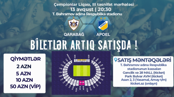 “Qarabağ” – “APOEL” oyununun biletləri satışda