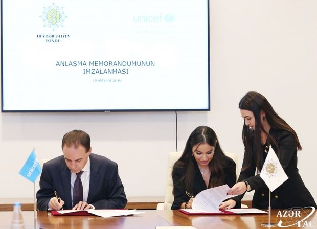 Heydər Əliyev Fondu ilə UNİCEF arasında Anlaşma Memorandumu imzalanıb – FOTO